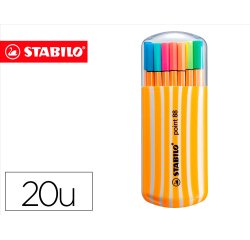 Rotulador stabilo punta de fibra point 88 zebrui estuche de 20 unidades colores neon surtidos