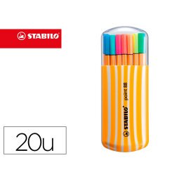 Rotulador stabilo punta de fibra point 88 zebrui estuche de 20 unidades colores neon surtidos