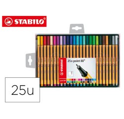 Rotulador stabilo punta de fibra point 88 estuche de 25 unidades colores surtidos
