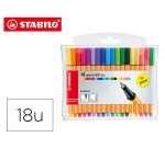 Rotulador stabilo punta de fibra point 88 mini estuche de 18 unidades colores surtidos