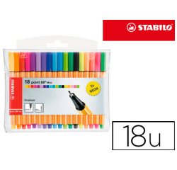 Rotulador stabilo punta de fibra point 88 mini estuche de 18 unidades colores surtidos