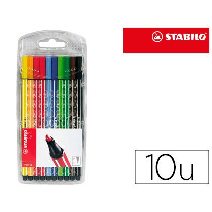 Rotulador stabilo acuarelable pen 68 estuche de 10 unidades colores surtidos