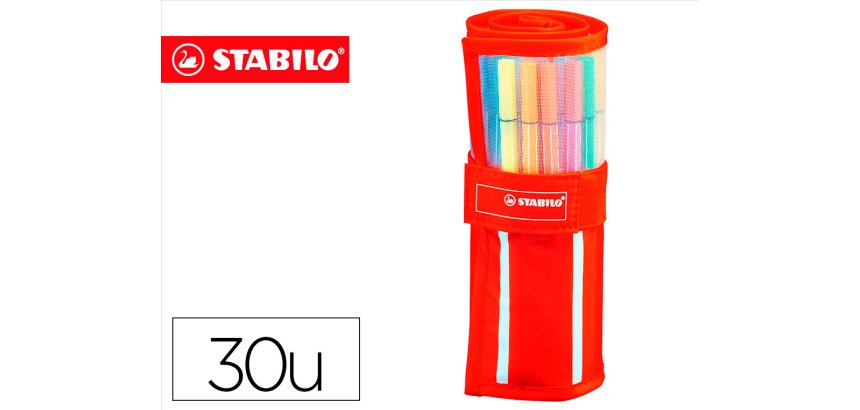 Rotulador stabilo acuarelable pen 68 estuche de 24 colores estandar + 6 colores neon