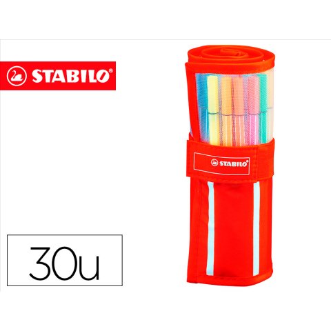 Rotulador stabilo acuarelable pen 68 estuche de 24 colores estandar + 6 colores neon