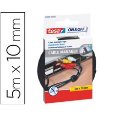 Velcro adhesivo tesa para agrupar cables 5 m x 10 mm color negro