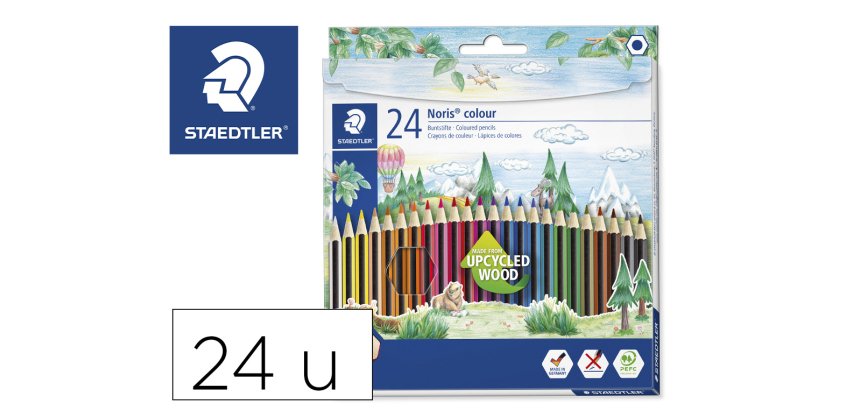 Lapices de colores staedtler upcycled wood ecologico 24 colores en caja de carton