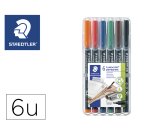 Rotulador staedtler lumocolor retroproyeccion punta de fibra permanente 318 wp estuche 6 colores punta fina
