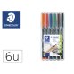 Rotulador staedtler lumocolor retroproyeccion punta de fibra permanente 318 wp estuche 6 colores punta fina