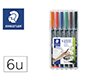 Rotulador staedtler lumocolor retroproyeccion punta de fibra permanente 318 wp estuche 6 colores punta fina