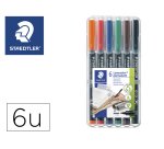 Rotulador staedtler lumocolor retroproyeccion punta de fibra permanente 317 wp estuche 6 colores punta media
