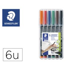 Rotulador staedtler lumocolor retroproyeccion punta de fibra permanente 317 wp estuche 6 colores punta media