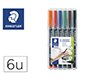 Rotulador staedtler lumocolor retroproyeccion punta de fibra permanente 317 wp estuche 6 colores punta media