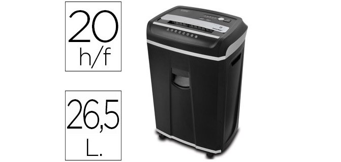 Destructora de documentos q-connect antiatascos seguridad 4p capacidad de corte 20h clips grapas tarjetas y cd 26l