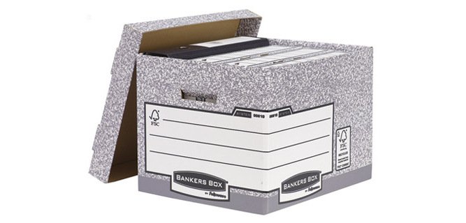 Cajon fellowes carton reciclado para almacenamiento de archivo capacidad 4 cajas de archivo tamaño din a4