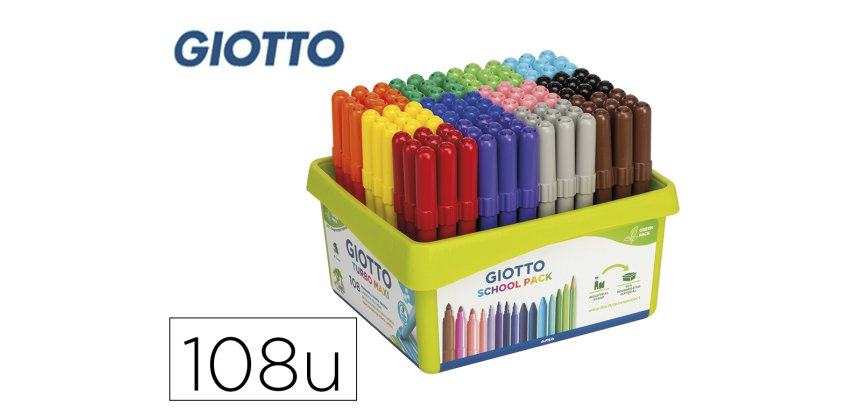 Rotulador giotto turbo maxi school pack de 108 unidades 12 colores x 9 unidades