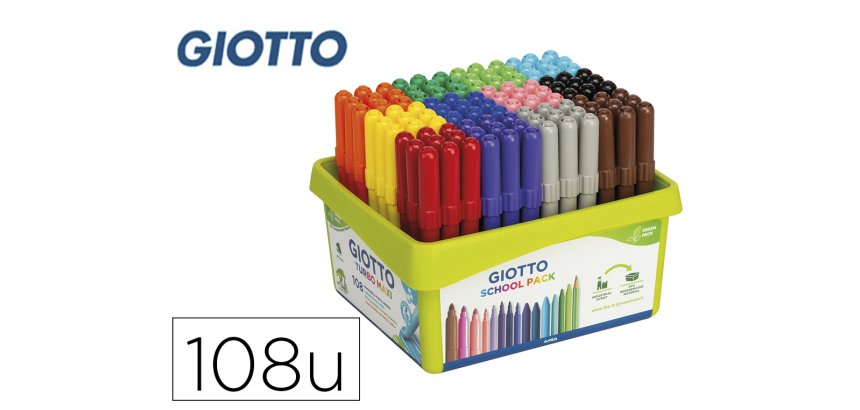 Rotulador giotto turbo maxi school pack de 108 unidades 12 colores x 9 unidades