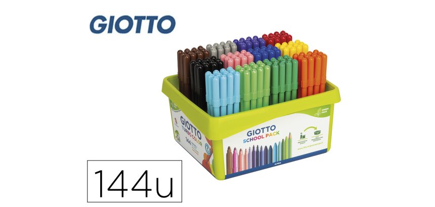 Rotulador giotto turbo color school pack de 144 unidades 12 colores x 12 unidades