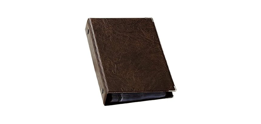 Tarjetero durable visifix 4 anillas 25 fundas con indice alfabetico para 200 tarjetas visitas 57x90 mm color marron