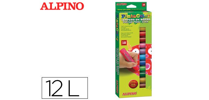 Tempera en barra alpino pintacolor caja de 12 colores surtidos
