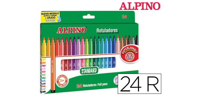 Rotulador alpino standard caja de 24 unidades colores surtidos