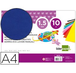 Goma eva liderpapel din a4 60g/m2 espesor 1,5mm azul paquete de 10 hojas