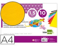 Goma eva liderpapel din a4 60g/m2 espesor 1,5mm amarillo paquete de 10 hojas