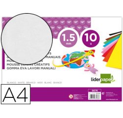 Goma eva liderpapel din a4 60g/m2 espesor 1,5mm blanco paquete de 10 hojas
