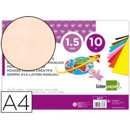 Goma eva liderpapel din a4 60g/m2 espesor 1,5mm carne paquete de 10 hojas