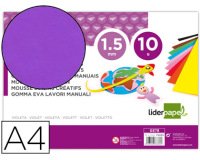 Goma eva liderpapel din a4 60g/m2 espesor 1,5mm violeta paquete de 10 hojas