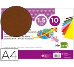 Goma eva liderpapel din a4 60g/m2 espesor 1,5mm marron paquete de 10 hojas