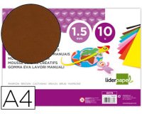 Goma eva liderpapel din a4 60g/m2 espesor 1,5mm marron paquete de 10 hojas
