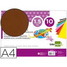 Goma eva liderpapel din a4 60g/m2 espesor 1,5mm marron paquete de 10 hojas