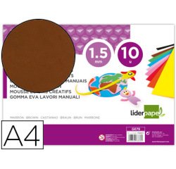 Goma eva liderpapel din a4 60g/m2 espesor 1,5mm marron paquete de 10 hojas