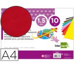 Goma eva liderpapel din a4 60g/m2 espesor 1,5mm rojo paquete de 10 hojas