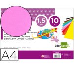 Goma eva liderpapel din a4 60g/m2 espesor 1,5mm rosa paquete de 10 hojas