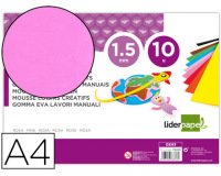 Goma eva liderpapel din a4 60g/m2 espesor 1,5mm rosa paquete de 10 hojas