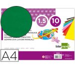 Goma eva liderpapel din a4 60g/m2 espesor 1,5mm verde paquete de 10 hojas