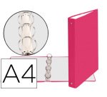Carpeta Exacompta forrada polipropileno 4 anillas 30mm - A4 - Rosa
