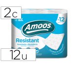 Papel higienico amoos 2 capas 100 mm diametro x 87 mm alto paquete de 12 rollos