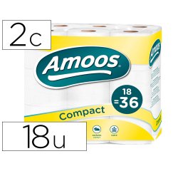 Papel higienico amoos doble largo 2 capas 32 m paquete de 18 rollos rollos