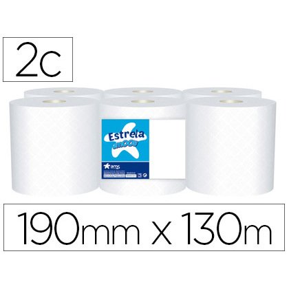 Papel secamanos amoos 2 capas 192 mm x 130 m paquete de 6 rollos