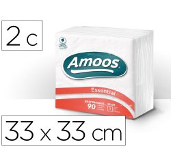 Servilleta celulosa amoos 33x33 cm 2 capas paquete de 90 unidades