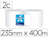 Papel secamanos industrial amoos 2 capas 222 mm x 400 m paquete de 2 rollos