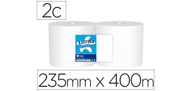 Papel secamanos industrial amoos 2 capas 222 mm x 400 m paquete de 2 rollos