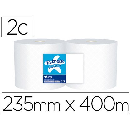Papel secamanos industrial amoos 2 capas 222 mm x 400 m paquete de 2 rollos