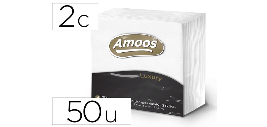 Servilleta celulosa amoos luxury 40x40 cm 2 capas paquete de 50 unidades