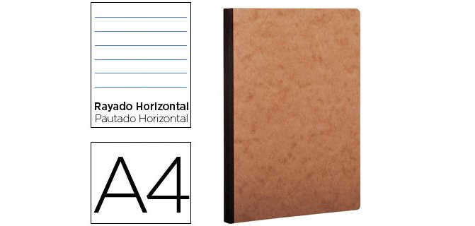 Libreta age-bag tapa cartulina lomo cosido rayado horizontal 96 hojas color havana 210x297 mm