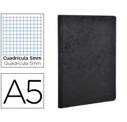 Libreta age-bag tapa cartulina lomo cosido cuadro 5 mm 96 hojas color negro 148x210 mm