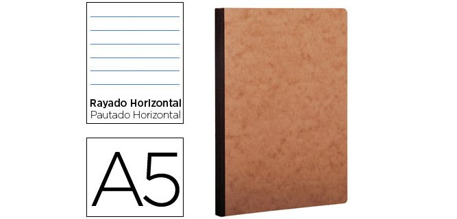 Libreta age-bag tapa cartulina lomo cosido rayado horizontal 96 hojas color havana 148x210 mm
