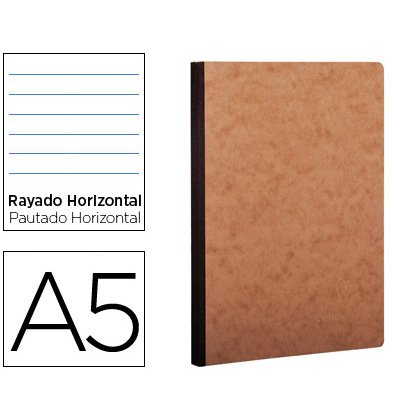 Libreta age-bag tapa cartulina lomo cosido rayado horizontal 96 hojas color havana 148x210 mm